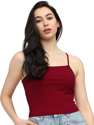 Istyle Can Casual Solid Women Maroon Top