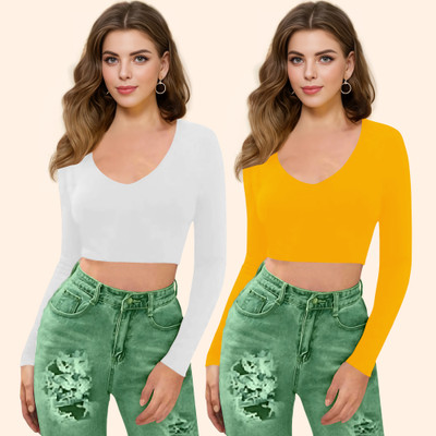 Dream Beauty Fashion Casual Solid Women Yellow Top