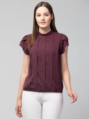 Peehu Collection Casual Self Design Women Maroon Top