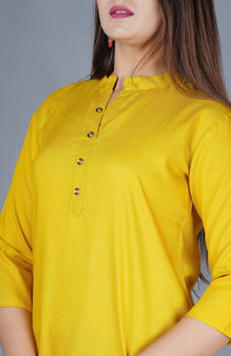 STYLE GRID Casual Solid Women Yellow Top