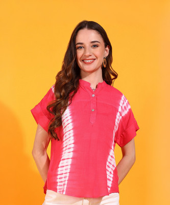 PinkTribe Casual Striped Women Pink, White Top