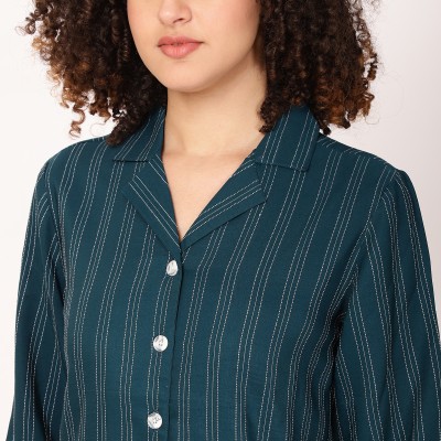 FUTURO Casual Striped Women Green Top