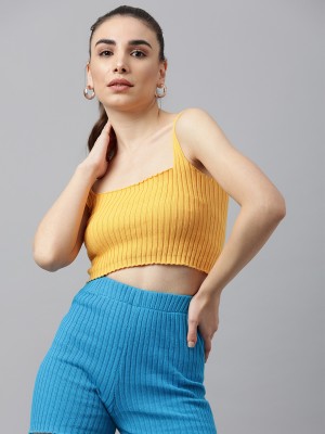 Pritla Casual Solid Women Yellow Top