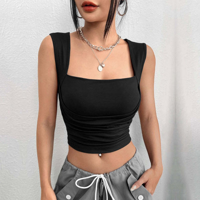 OUTZIDR Casual Solid Women Black Top