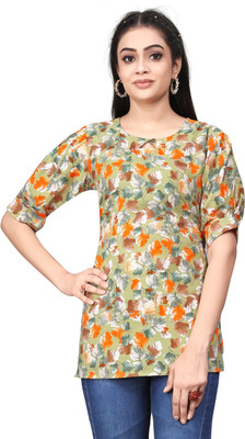 HEMANG FASHION Casual Printed Women Green Top