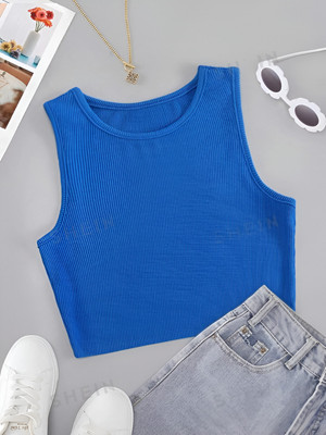 Mimmy Kids Casual Solid Women Dark Blue Top