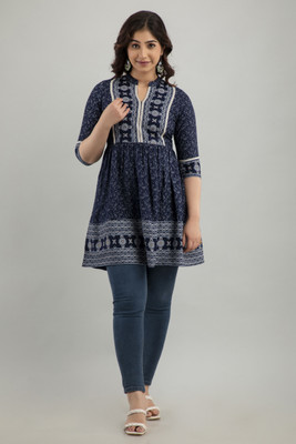 TAILORS ART Casual Printed Women Dark Blue, Grey Top