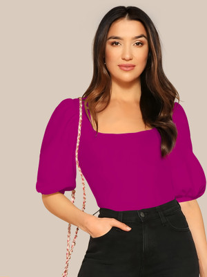 Kashonaa Casual Solid Women Pink Top