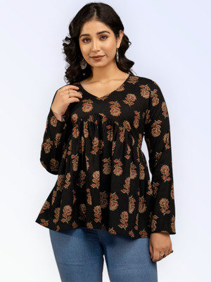 Look Wise Casual Solid Women Black Top