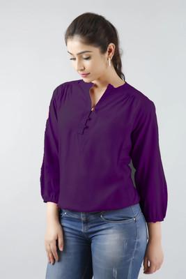 Himanc Enterprises Casual Solid Women Purple Top