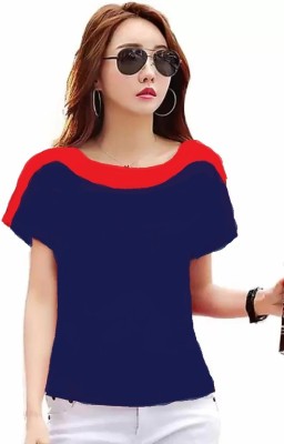 RYTE STYLE Casual Solid Women Dark Blue, Red Top