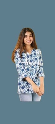 SHREE RADHEY OUTLET Casual Printed Women Blue Top