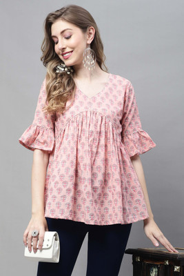 Rajnandini Casual Printed Women Pink, Purple Top