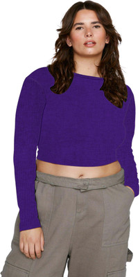 THE BLAZZE Casual Solid Women Purple Top