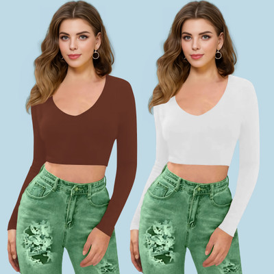 NAVYANKAA Casual Solid Women White Top