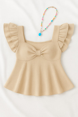 Nabi Enterprises Casual Solid Women Beige Top