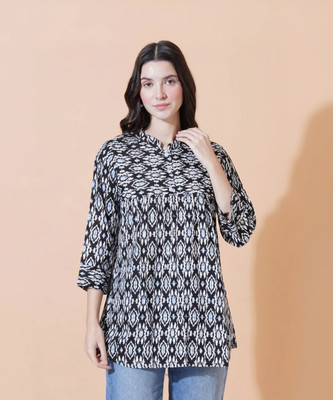 HOC's Party Printed Women Black Top