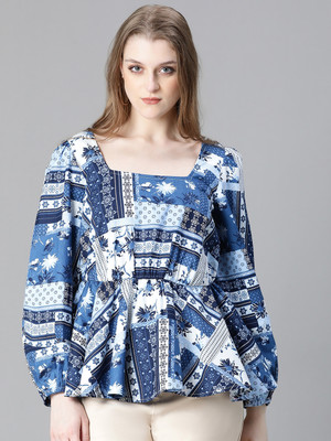 OXOLLOXO Casual Printed Women Blue Top