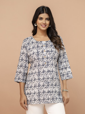 Feranoid Retail Casual Printed Women Grey Top