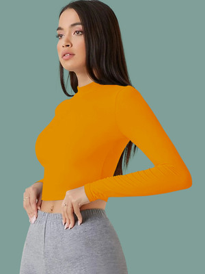 NAVYANKAA Casual Solid Women Yellow Top