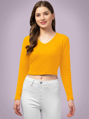 Maheshvi Casual Solid Women Yellow Top