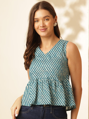 ANOUK Casual Printed Women Blue Top