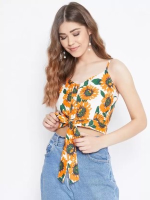 Nayasi Casual Floral Print Women White, Yellow Top