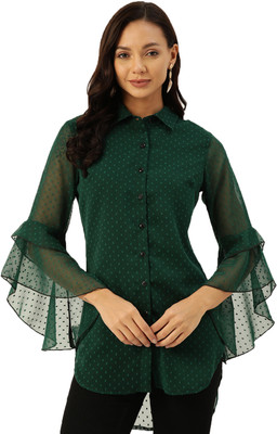 Deewa Casual Checkered Women Green Top