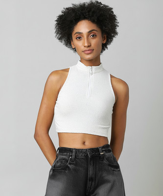 ONLY Casual Self Design Women Grey Top