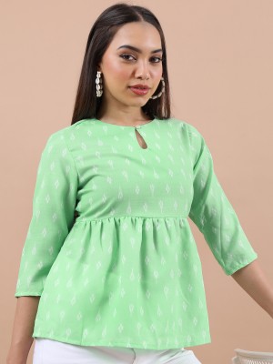 Vishudh Casual Printed Women Green Top