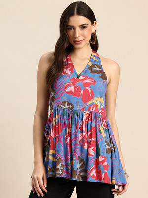 A&k Casual Floral Print Women Multicolor Top