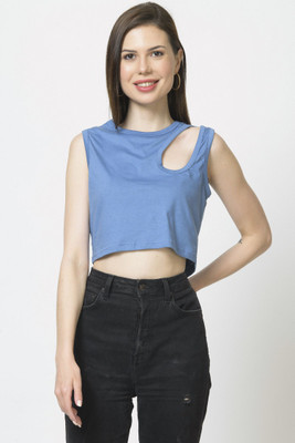 Styvibe Casual Solid Women Pink Top