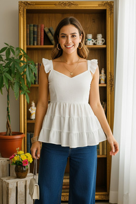 NiloBerry Party Solid Women White Top