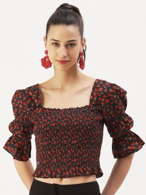 Dressberry Casual Floral Print Women Red Top