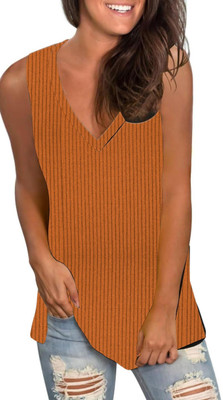 jovo Casual Striped Women Orange Top
