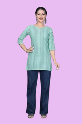 Kfashionbj Women Solid A-line Kurta(Blue)