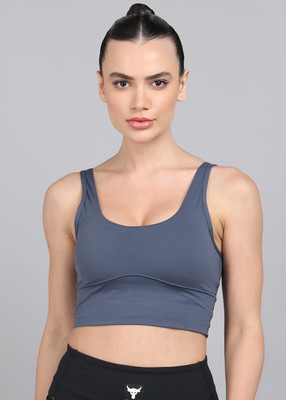 UNDER ARMOUR Casual Solid Women Grey Top