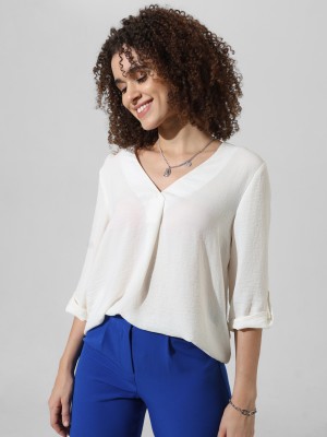 ONLY Casual Self Design Women White Top