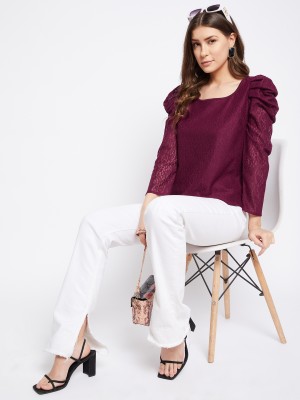 Imfashini Casual Solid Women Maroon Top