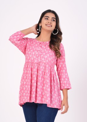 SHREE SHYAM FASHION Casual Printed Women Pink, White Top