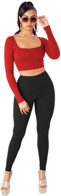 THE BLAZZE Casual Solid Women Red Top