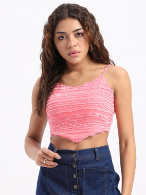 SZN Casual Self Design Women Pink Top