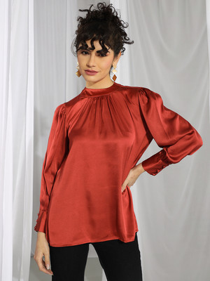 KOTTY Casual Solid Women Brown Top