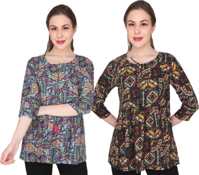 CRISTY FASHION Casual Printed Women Multicolor Top