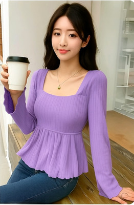 F CORE Casual Solid Women White Top