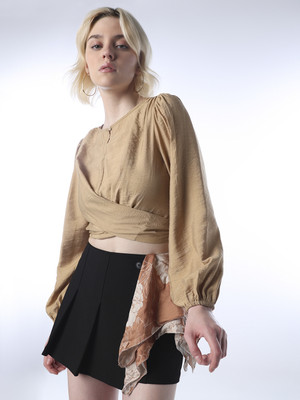 ONLY Casual Solid Women Brown Top