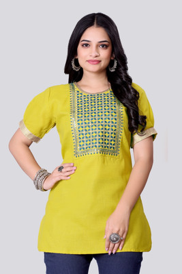 SHYAMALI FASHION Casual Embroidered Women Light Green Top