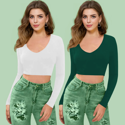 Kashonaa Casual Solid Women Green Top