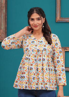 Threadflix Casual Printed Women Multicolor Top