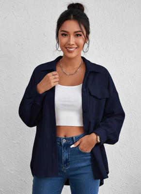 Leriya Fashion Casual Self Design Women Blue Top